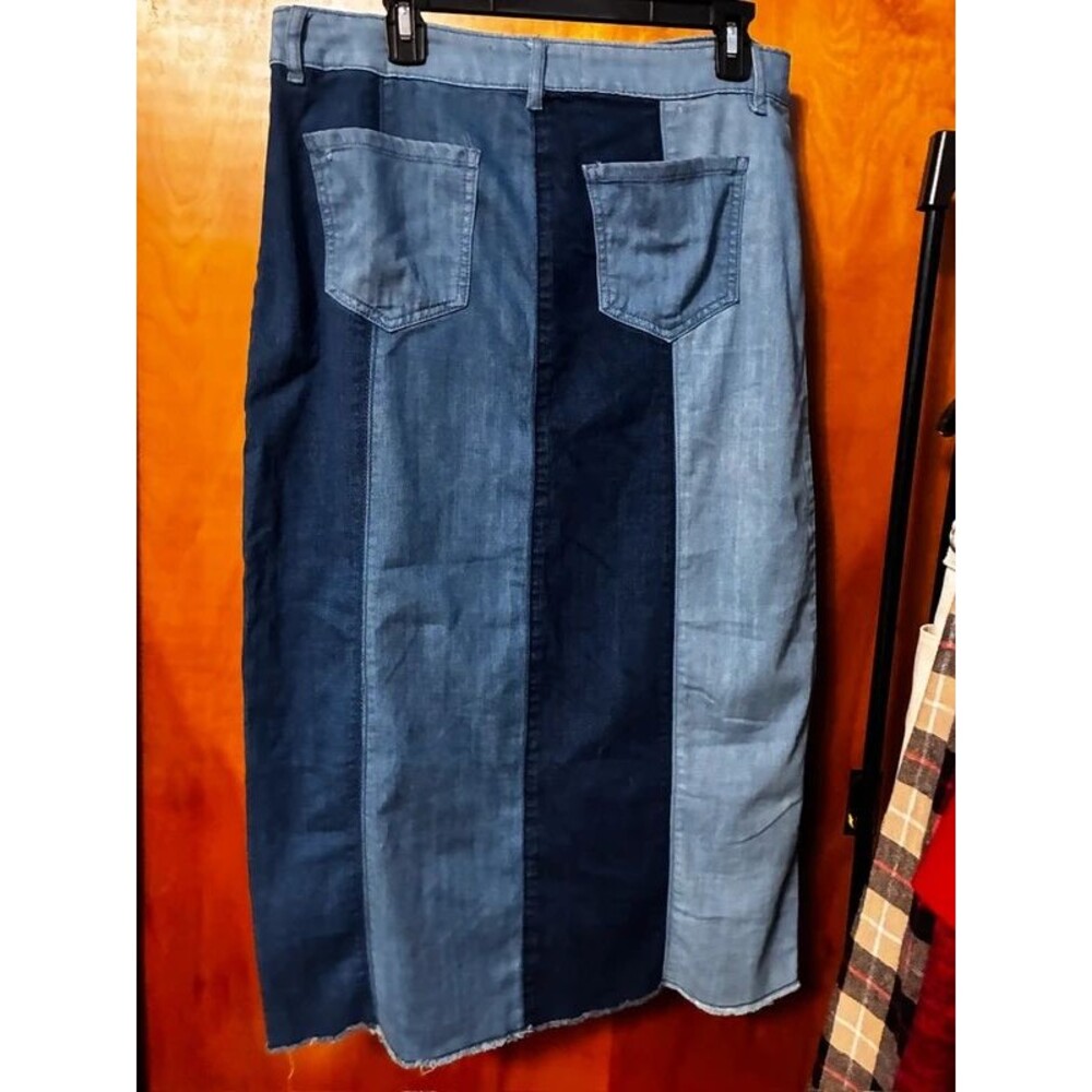 Est 1946 Denim Womens Skirt Maxi panels raw hem size 14 - Picture 6 of 11